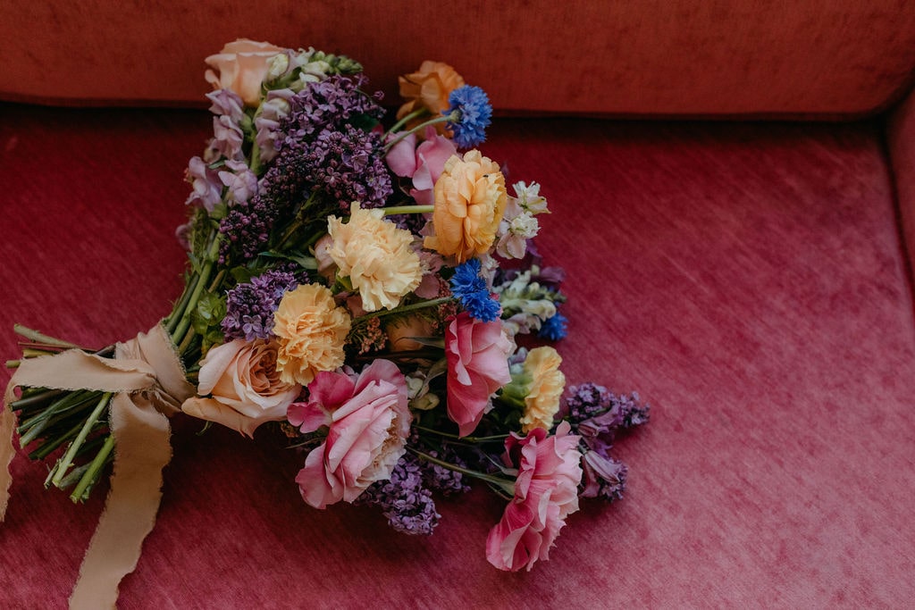Colorful wedding bouquet at Los Angeles wedding