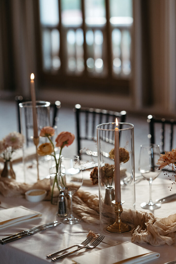 Bud vases centerpieces with tapered candles